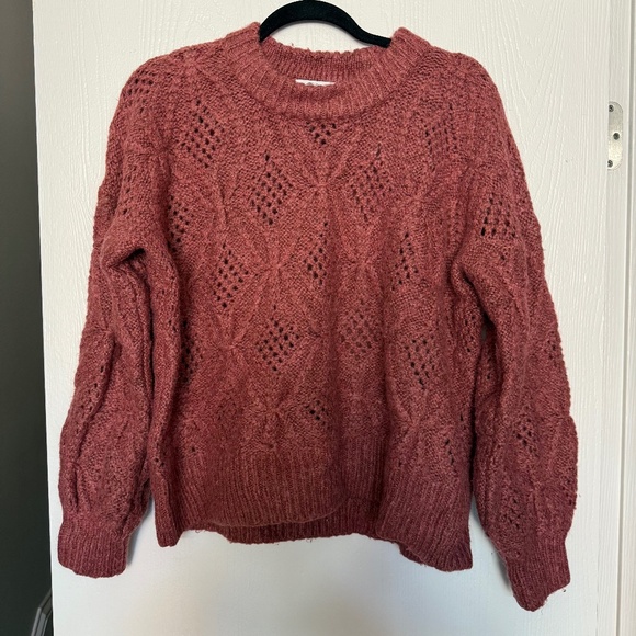 Madewell Pointelle Balloon-Sleeve Pullover Sweater size S - Picture 2 of 10